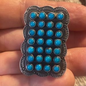 Stunning statement ring -sterling .925 & Kingman turquoise. Adjustable .